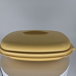 Vintage Tupperware Microwave Vegetable Steamer 3 Piece Harvest Gold #1273